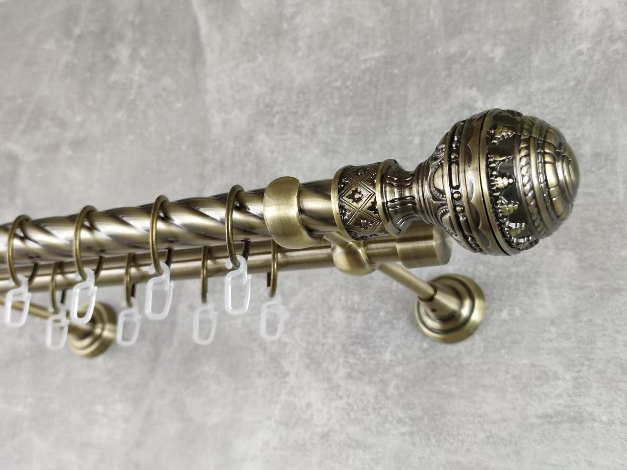 Карниз MStyle металлический для штор двухрядный Арабеска 25/19 мм крученый 400 см Антик (5011779)