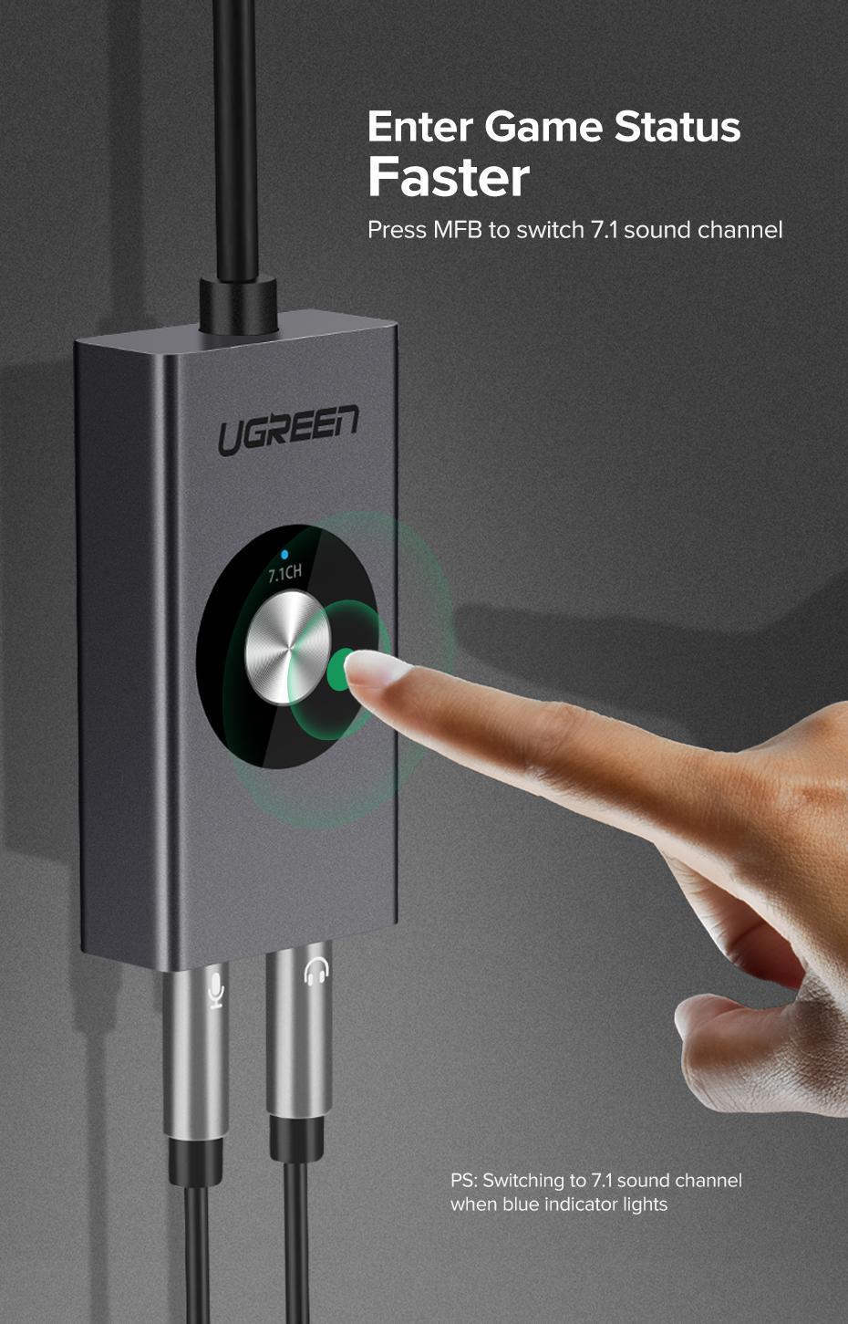 Звукова карта з підтримкою мікрофону UGREEN USB-2x 3,5 мм minijack 16 біт/48 кГц 7.1 Канал 1 м Чорний (50711) - фото 13 Звукова карта з підтримкою мікрофону UGREEN USB-2x 3,5 мм minijack 16 біт/48 кГц 7.1 Канал 1 м Чорний (50711) - фото 13