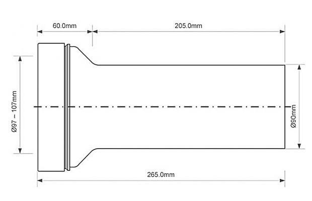 Патрубок соединительный Mcalpine для установки унитаза 265 мм с уплотнителем (WC-CON2BL-NOSEAL) - фото 2