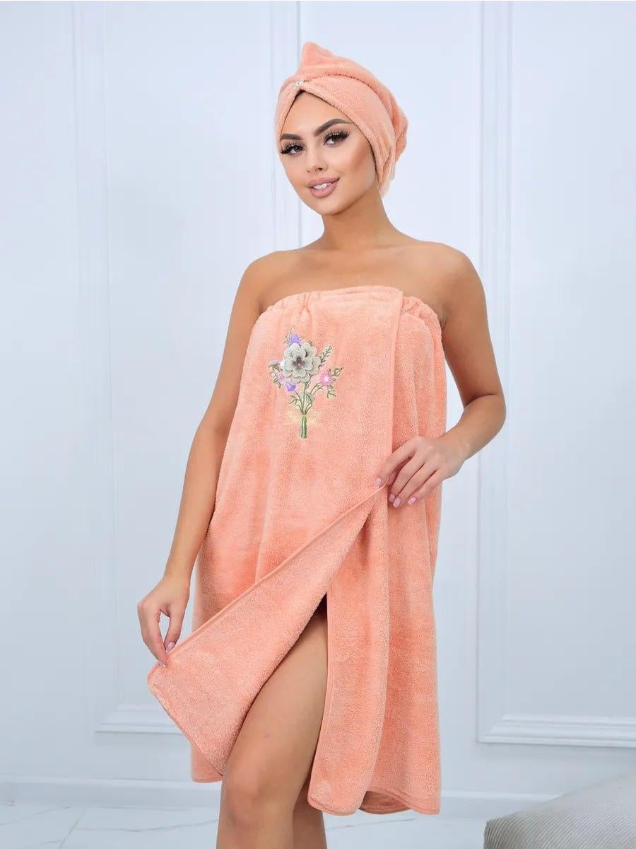 Комплект для лазні жіночий Персиковий (П4К-saunew-009)