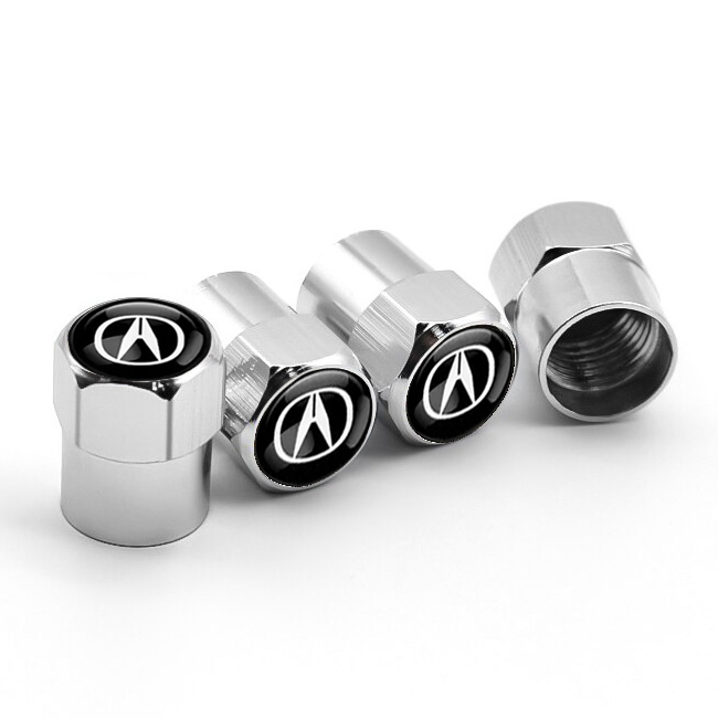 Набор защитных колпачков на ниппель SUNROZ Caps с лого Acura Short Silver Акура 4 шт. (A-67034)