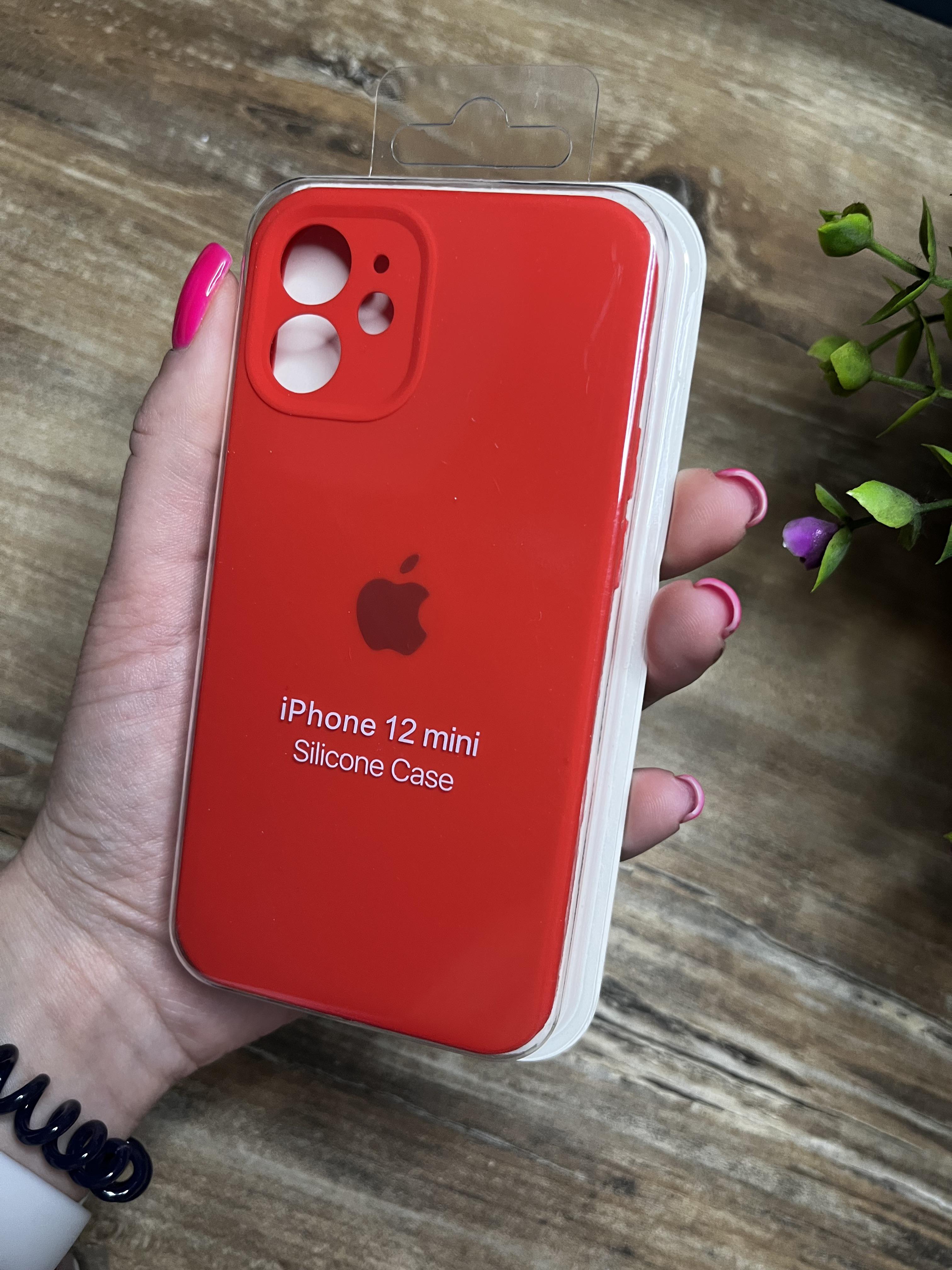 Чехол накладка на iPhone (Айфон) 12 Mini квадратные борта silicone case full camera Apple