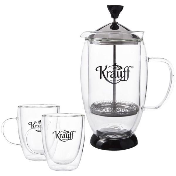 Набір для чаю Krauff френч-прес 0,6 л 2 чашки 0,15 мл підвійна стінка (26-177-025)