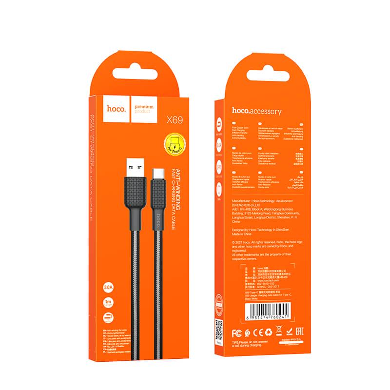 Кабель Hoco Type-C Jaeger charging data cablex69 3А 1 м Черный - фото 4