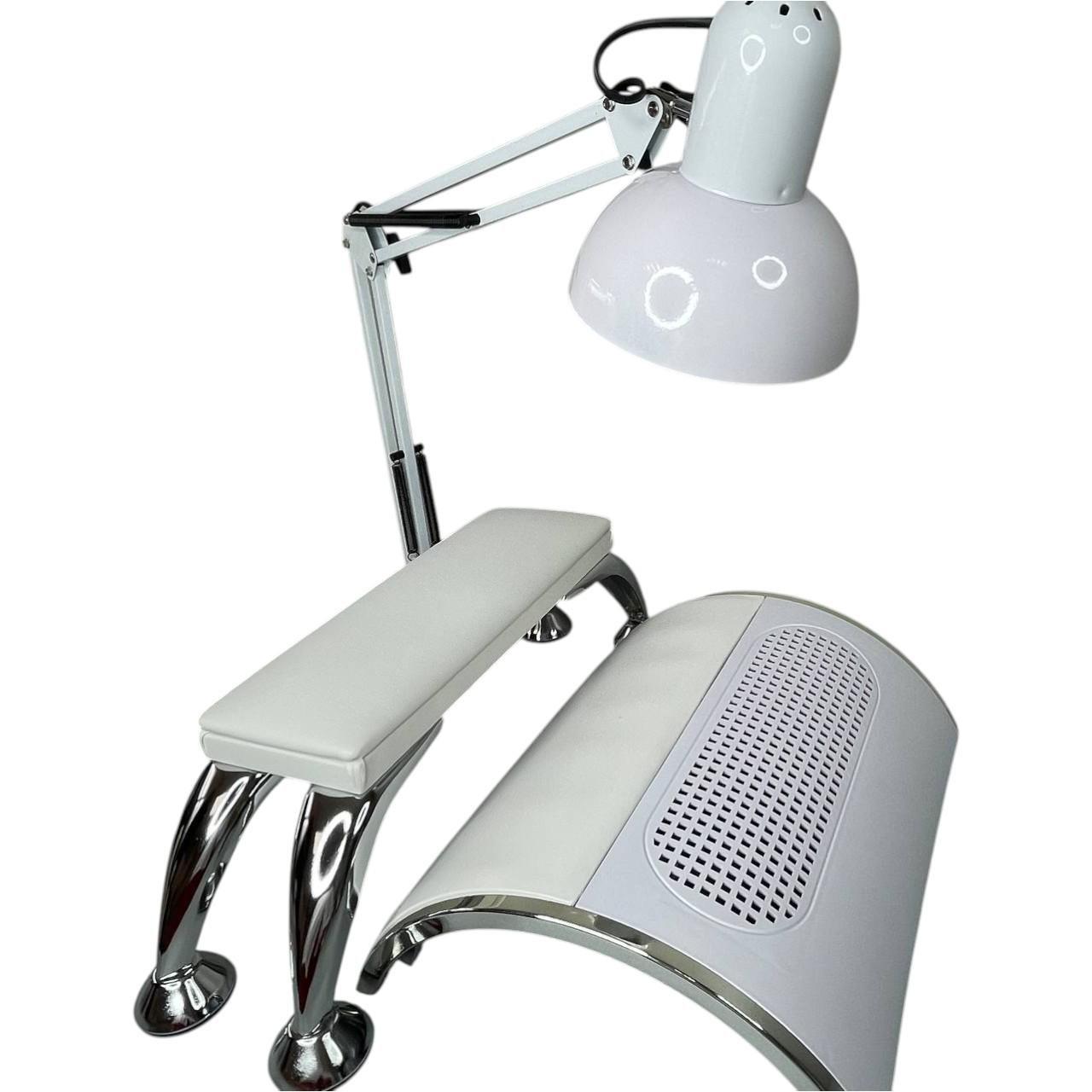 Маникюрный комплект BUCOS лампа/подлокотник на металлических ножках/вытяжка 858/5 Белый (2005704769)