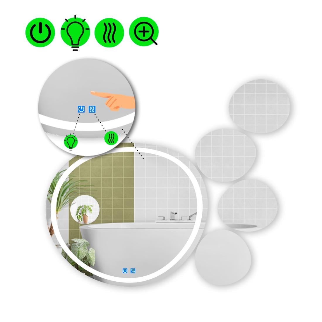 Зеркало с LED подсветкой Acqua 1 с двумя сенсорами 100x100 см (8738317)