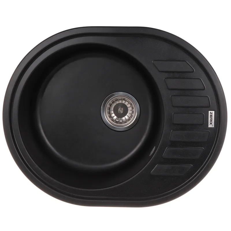 Мойка кухонная Zerix ZS-6250R-03 овальная 620x500 мм Черный (ZX4548)