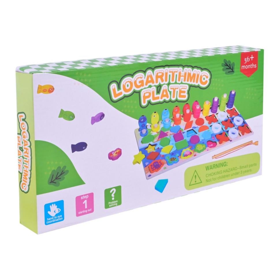 Игрушка для малышей Bambi центр деревянный вкладыши/пирамидки/рыбалка 36,5х18,5 см 3в1 (ID-180-D-398)