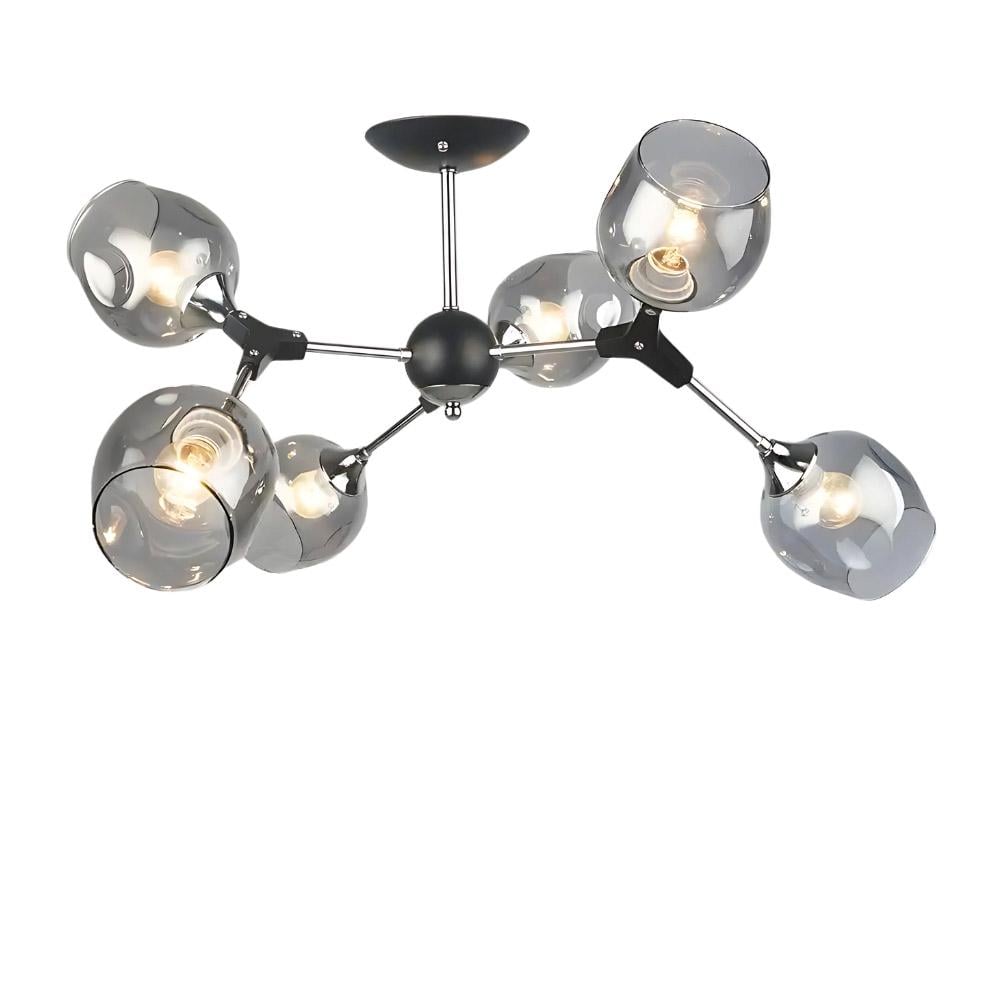 Люстра молекула потолочная Light House SR-20244/6 BK+CR плафоны серые 860х320 мм Черный/Хром
