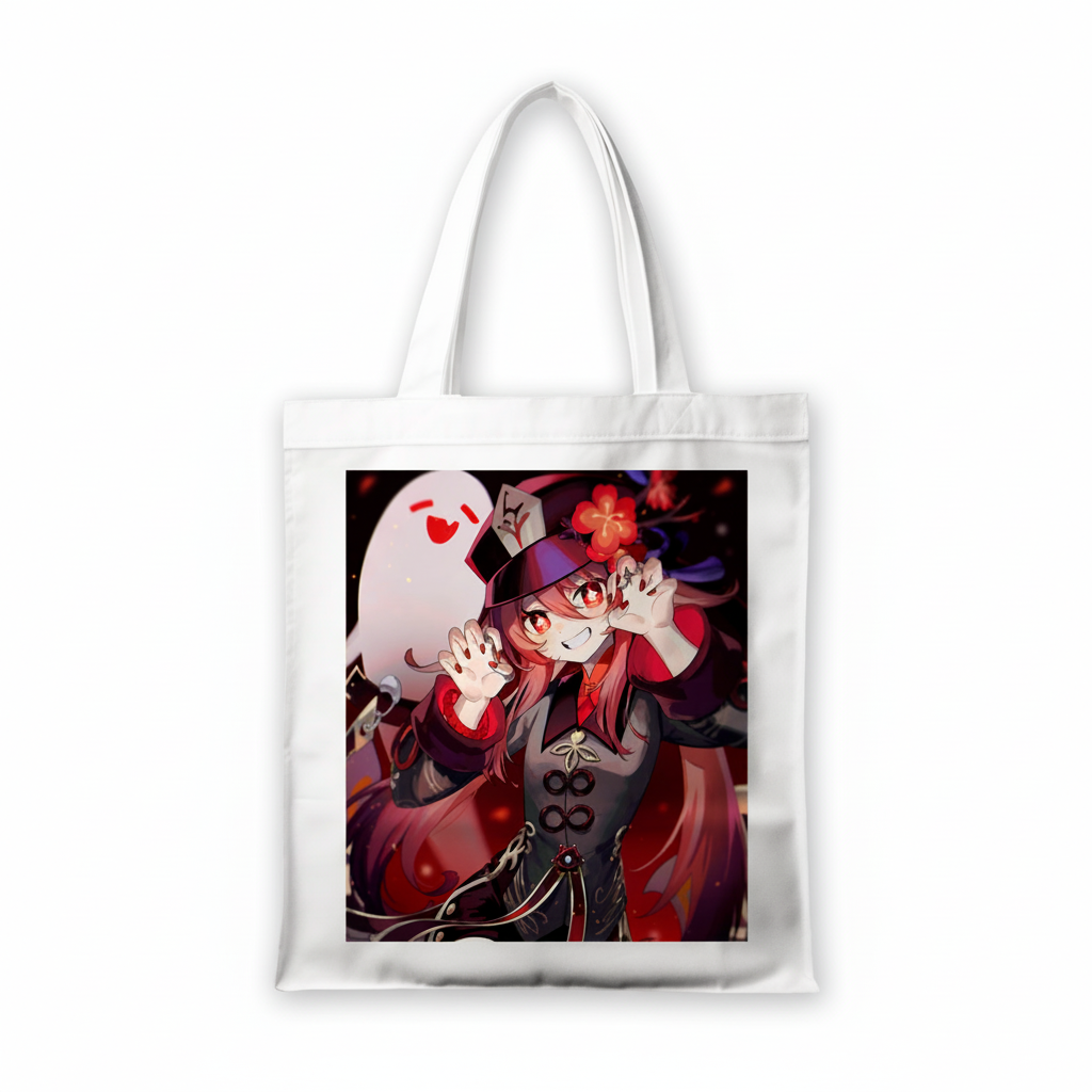 Сумка-шопер Genshin Impact Ху Тао з льону Білий (6585)