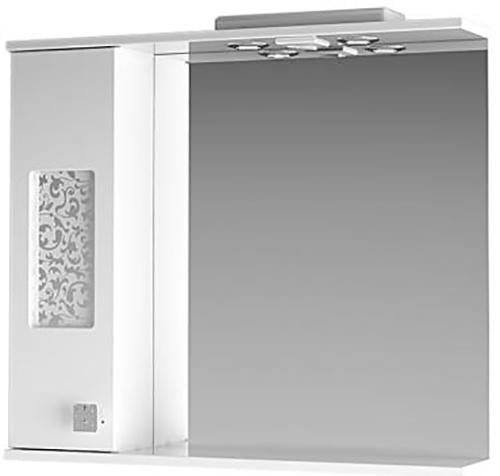 Зеркальный шкаф для ванной комнаты Ирис 2-80 см ВанЛанд с декором (00004VAN)