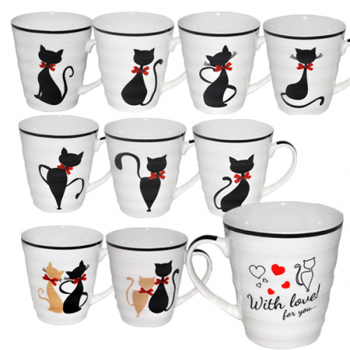 Набір чашок SNT Чорна кішка 320 мл 9 шт. (2178-1)