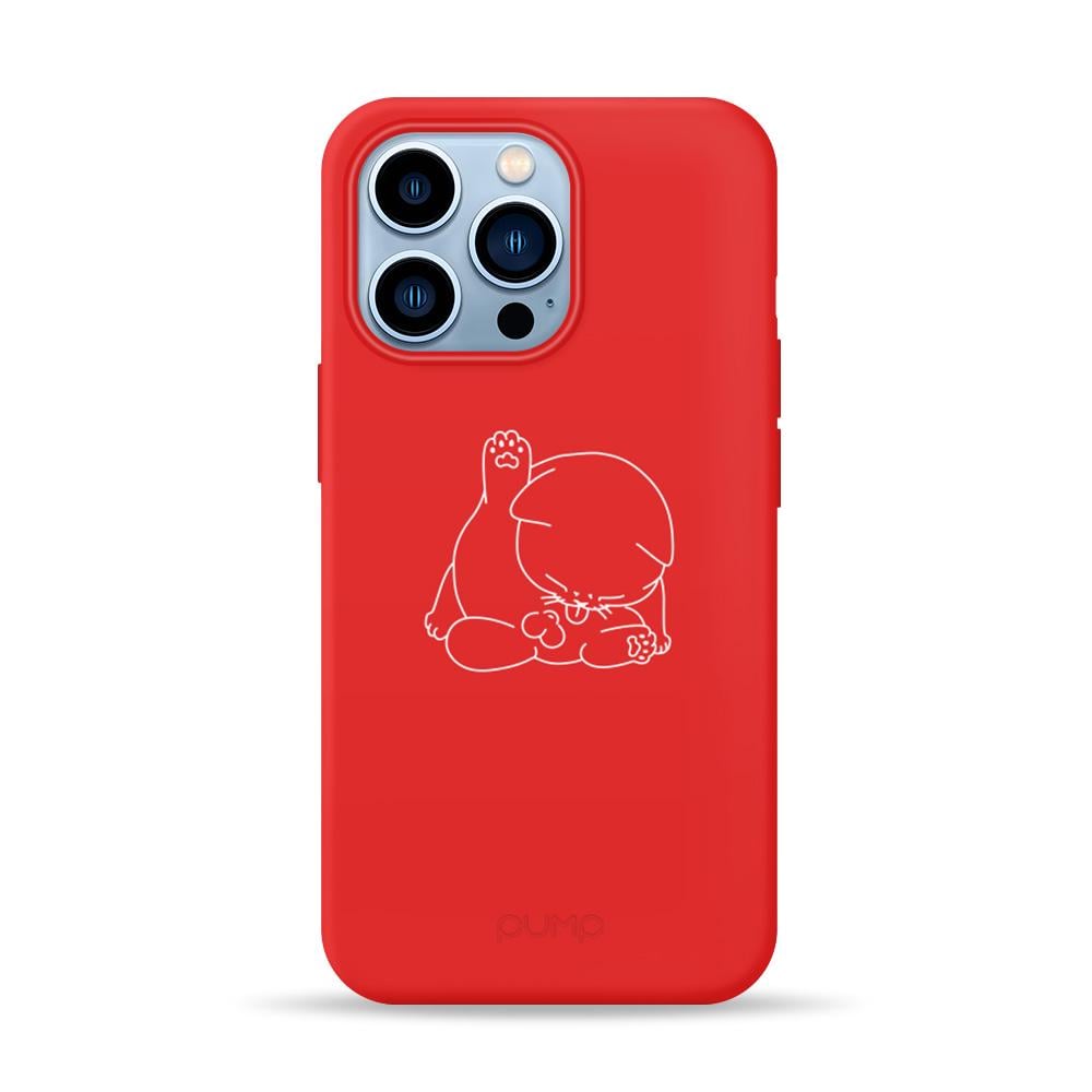 Чохол Pump Silicone Minimalistic Case для iPhone 13 Pro Cat Balls Червоний З малюнком