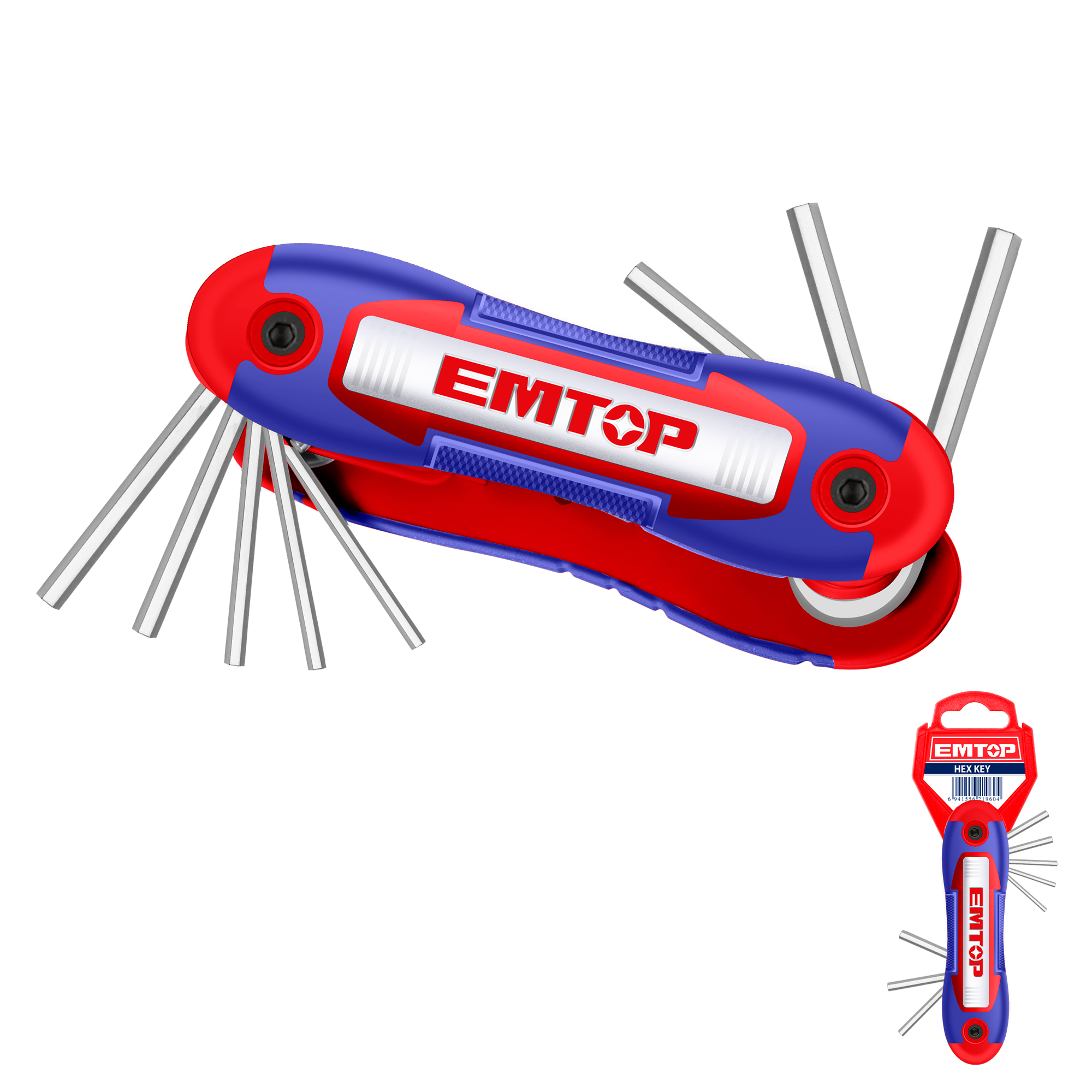 Карманный набор ключей шестигранных EMTOP EHKY4081 Hex 8 шт.