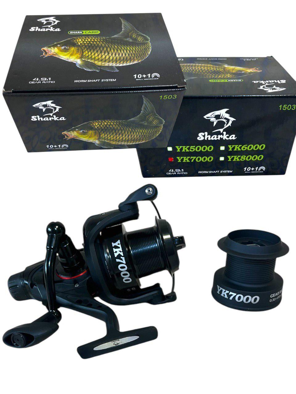 Катушка карповая Shark Carp YK7000 10+1 с бейтранером две шпули (1526368878)