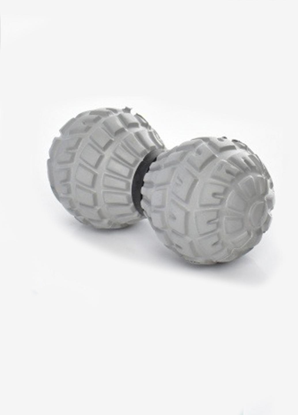 Валик для точкового масажу Imagic подвійний м'яч 13x6 см Сірий (24446)