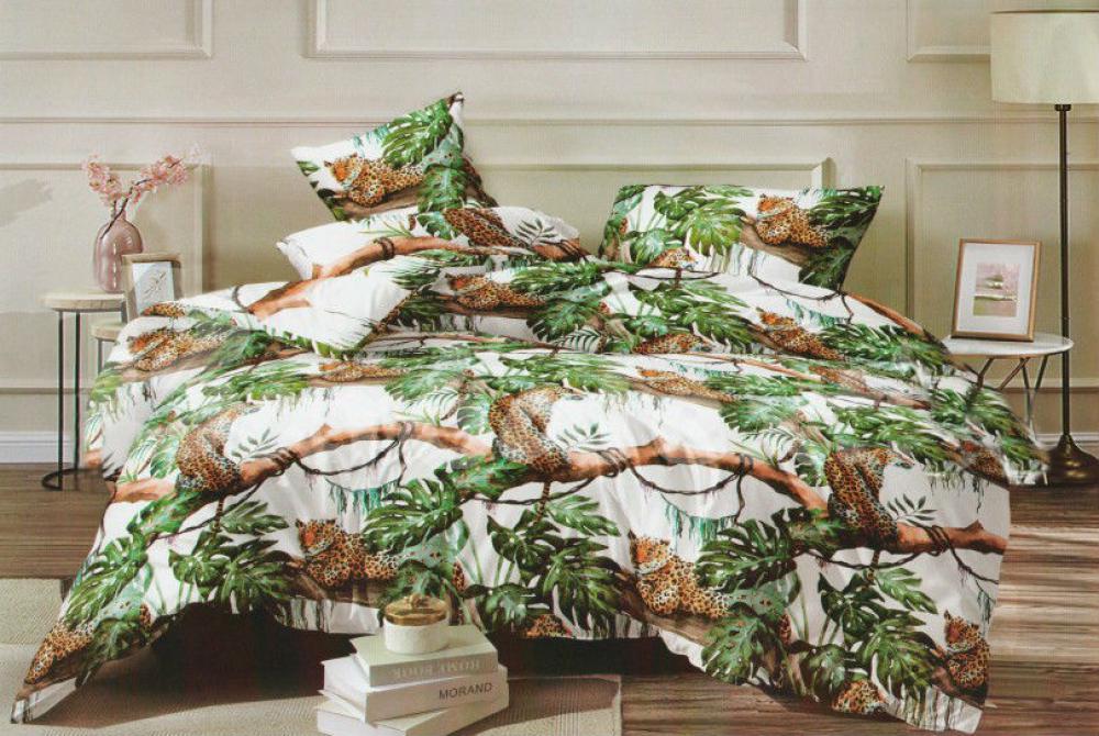 Комплект постельного белья Комфорт текстиль Ранфорс Ягуары 145x215 см Семейный 50x50 см ( КТ_pvu_3360_4_50x50 )