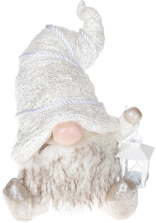 Фигура керамическая Гном с фонариком 40,5 см Белый (BD-711-272)