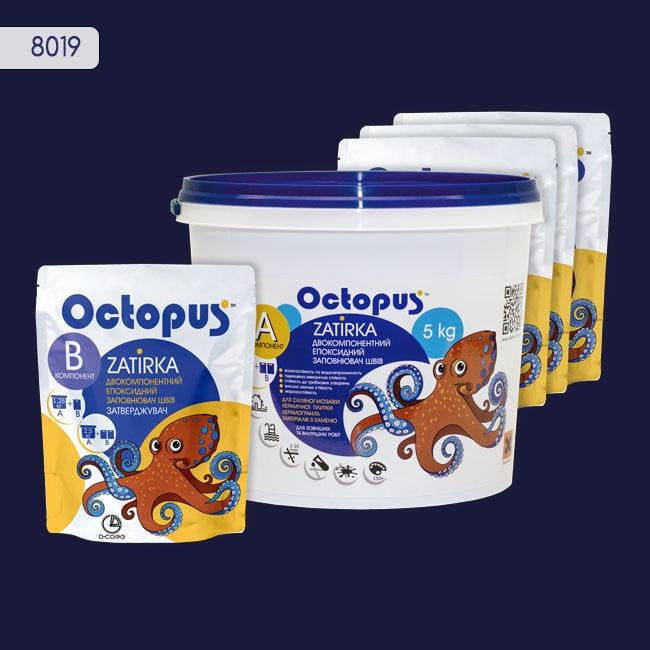 Фуга двухкомпонентная эпоксидная для плитки и мозаики Octopus 5 кг 8019 (8019-5)