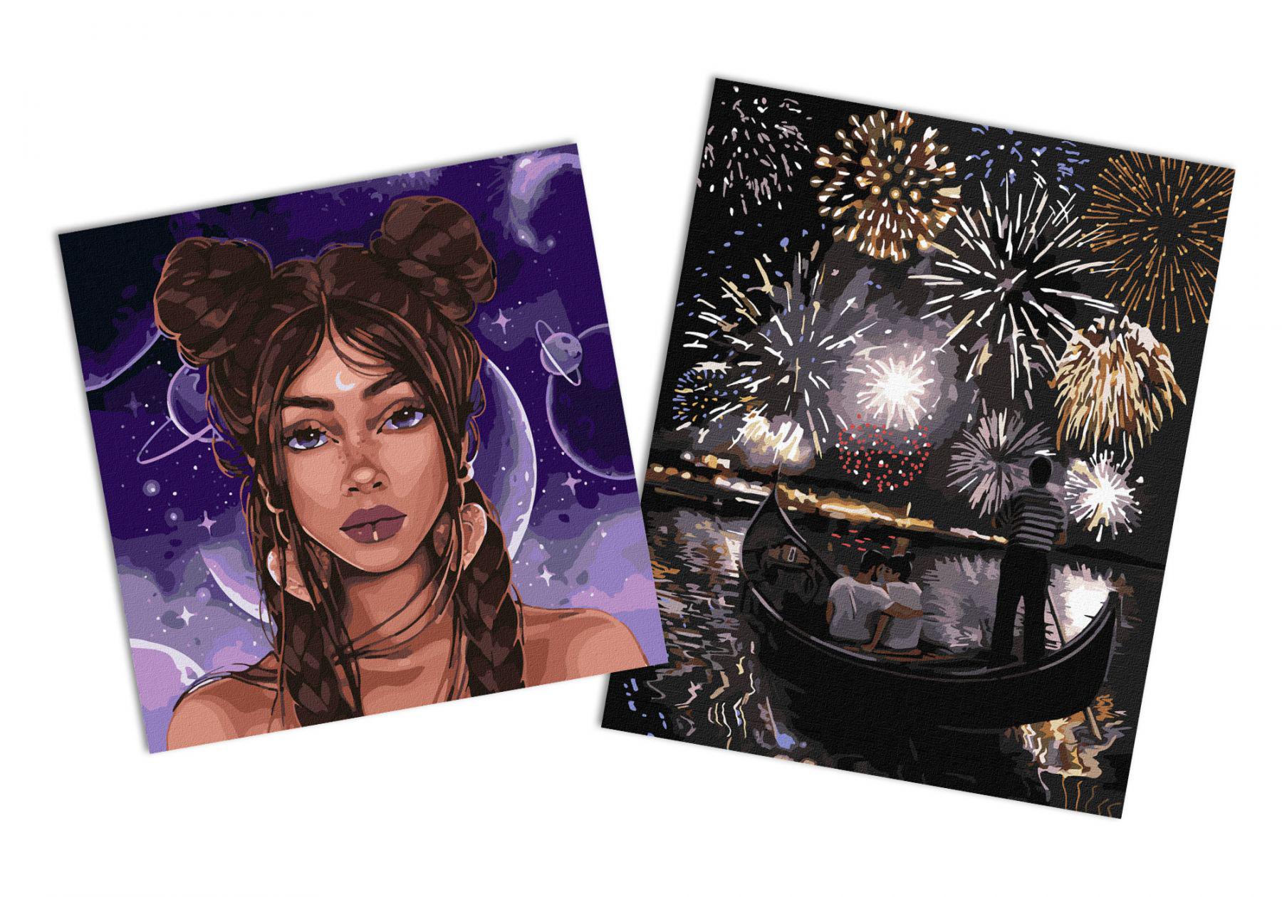 Набор картин по номерам Идейка 2в1 Романтическая Венеция 40x50 см KHO4850 и Космический взгляд 40x40 см KHO4897 (CKHO8164)