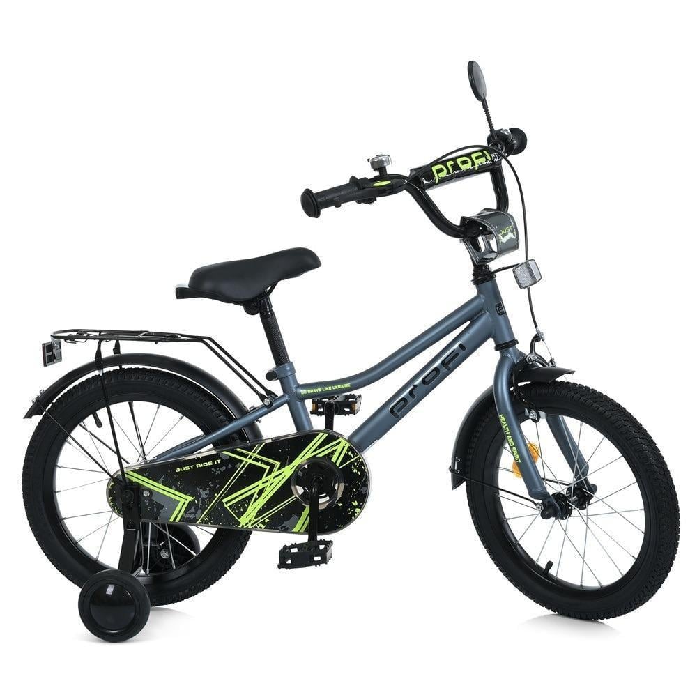 Дитячий велосипед PROF1 Prime 14" з багажником Графітовий - фото 1 Дитячий велосипед PROF1 Prime 14" з багажником Графітовий - фото 1