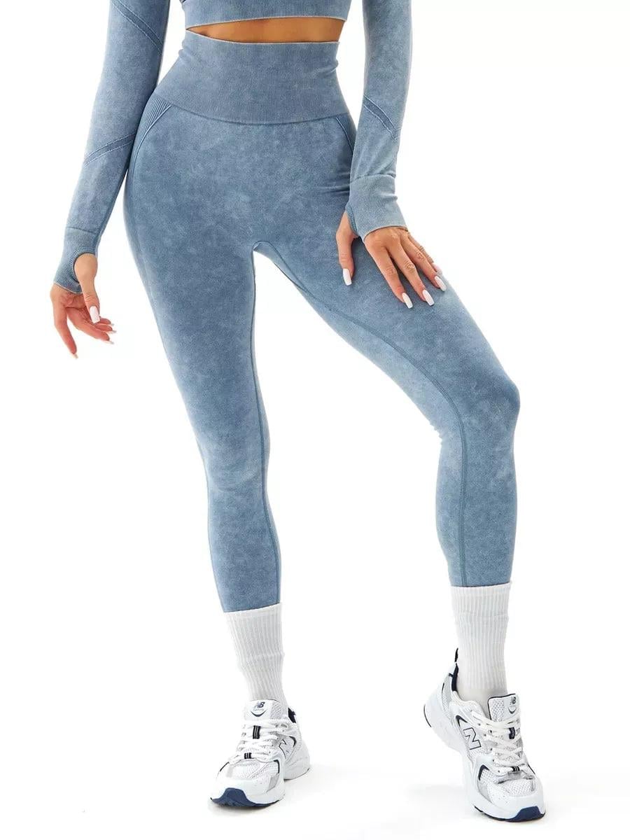 Лосины спортивные Push Up женские для фитнеса тренировок йоги спортзала с эффектом Push Up под джинс L Синий (70063L)