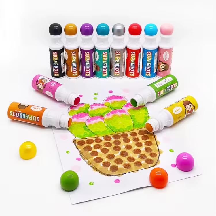 Маркеры пальчиковые DOT для творчества точечные краски для рисования и живописи на водной основе 12 цветов - фото 6