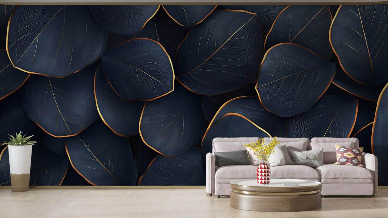 Фотообои флизелиновые Styleo Print-walls 3D Листья с позолотой 0112 300х250 см (Pw-0112/2)