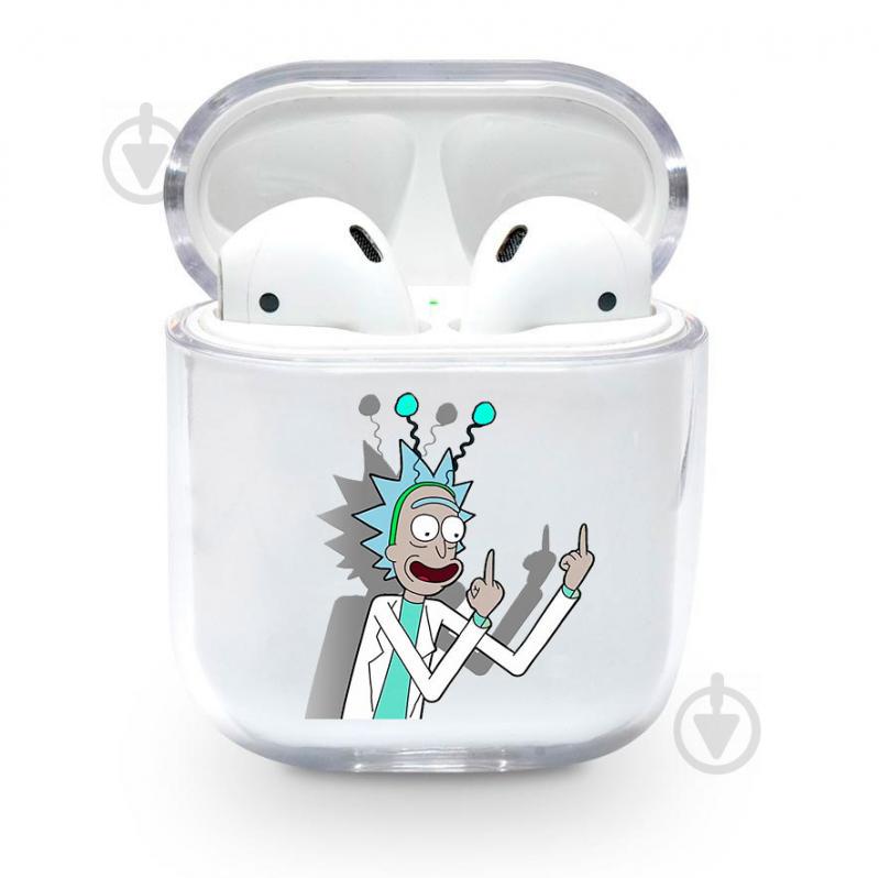 Прозрачный силиконовый чехол Apple AirPods с рисунком - Рик с факами (KAP1233)