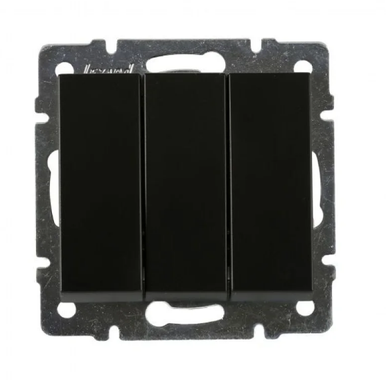 Выключатель тройной Lezard Rain Антрацитовый (26496772)
