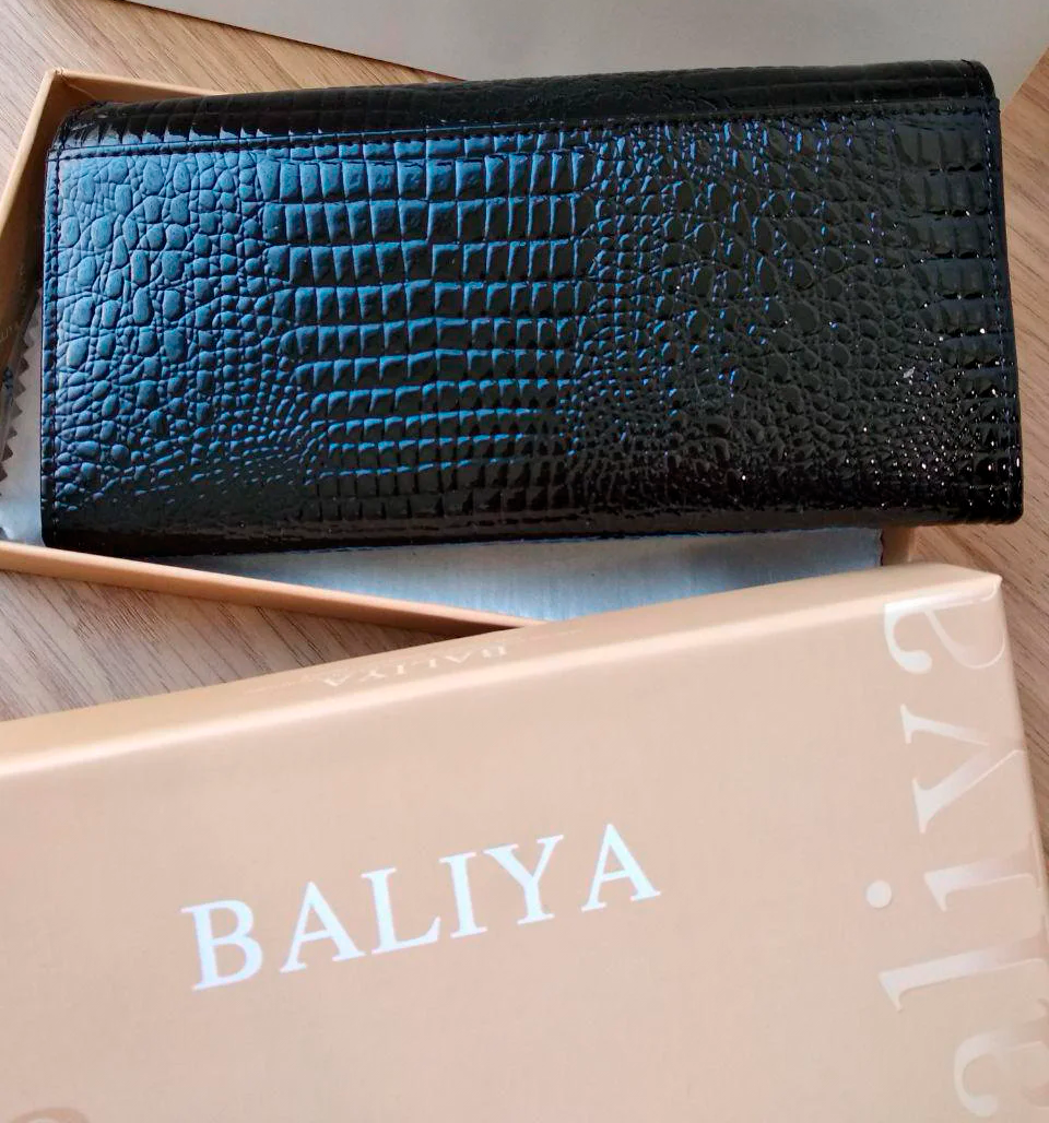 Кошелек женский из кожи покрытый лаком Черный (29433567) - фото 2 Кошелек женский из кожи покрытый лаком Черный (29433567) - фото 2