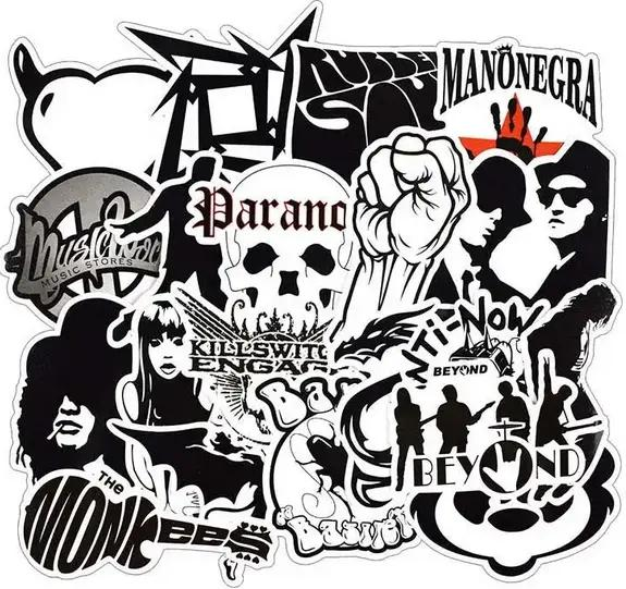 Набор наклеек Музыка черно-белые для гаджета/телефона/авто 50 шт. (10066)