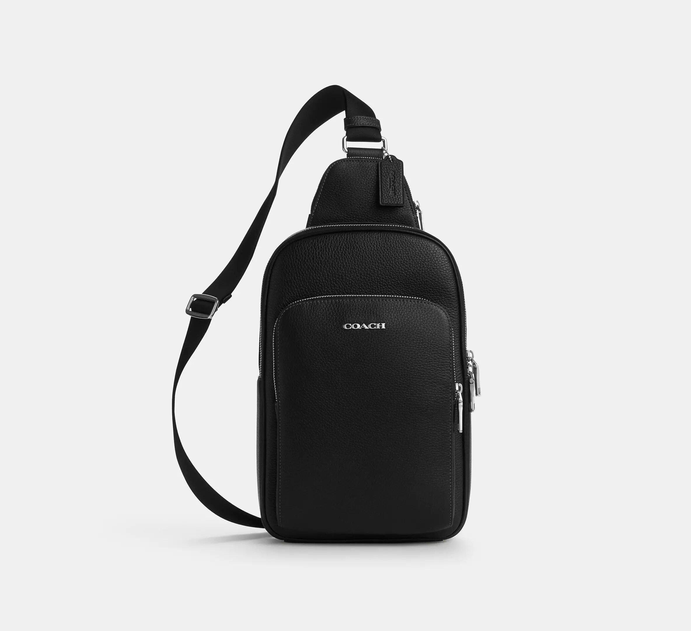 Сумка Coach Ethan Pack pebbled leather Silver/Black