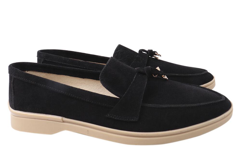 Туфли-лоферы Grossi женские из замши на низком ходу р. 37 Черный (211-21DTC)