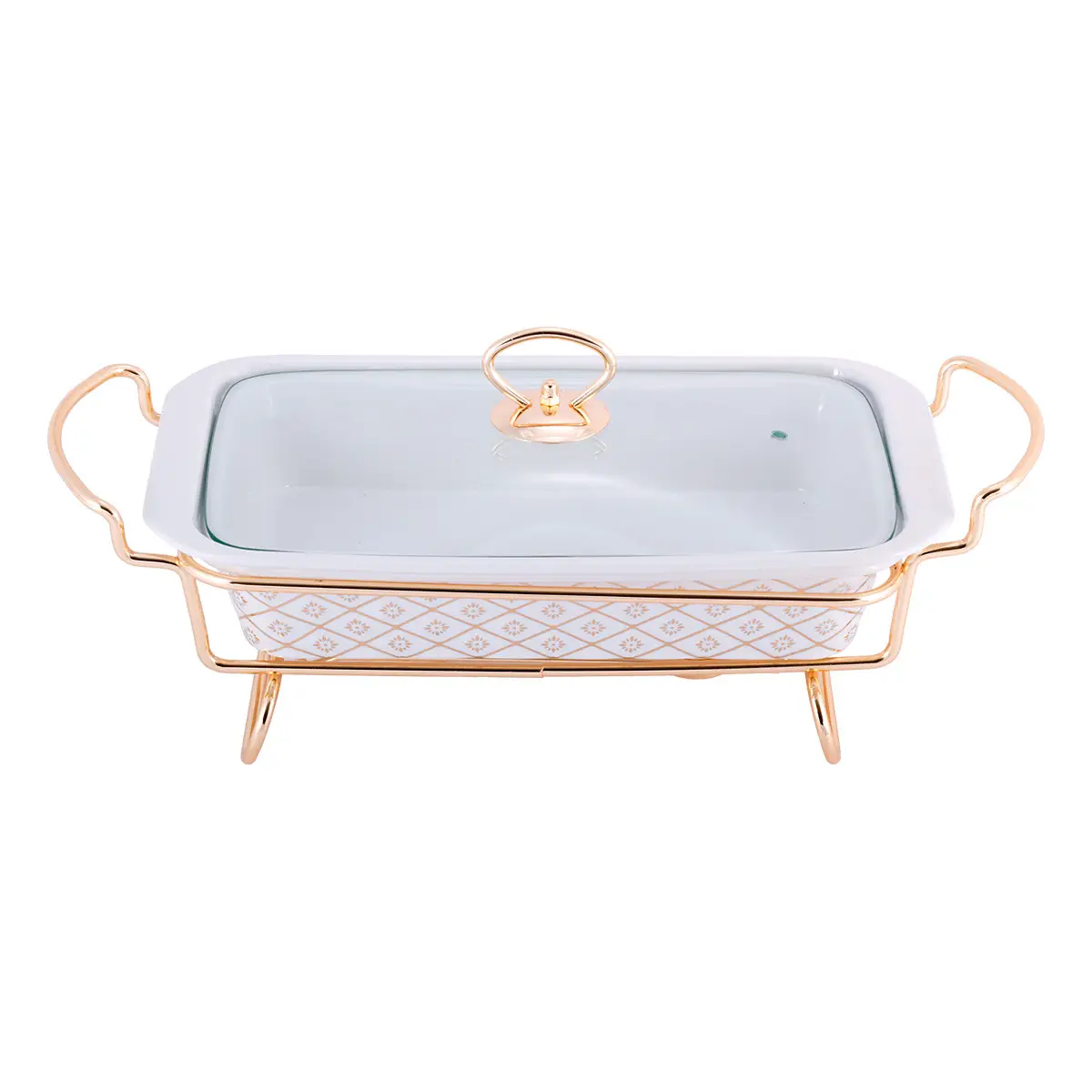 Мармит керамический прямоугольный с подставкой 30,5х19х6 см (KM-6416)