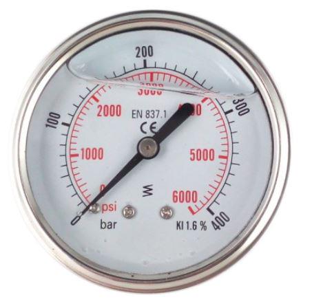 Вакуометр с глицериновым наполнением подключение осевое сзади G 1/4" BSPP циферблат Ø 63 мм 1-0 бар (MI_M63P-1MGE)