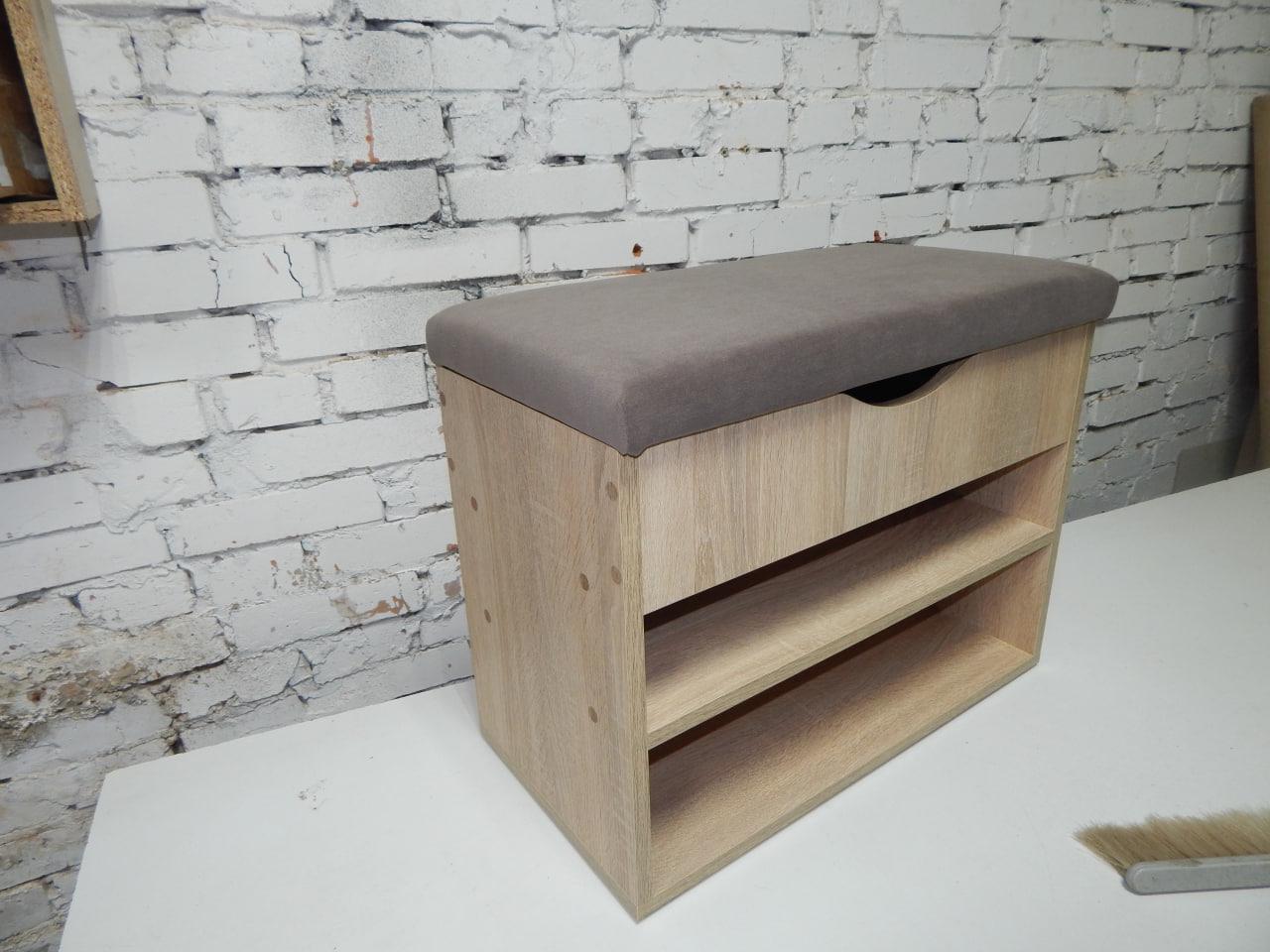 Тумба для обуви ДСП/ткань 30х80х45 см Дубсонома светлый/Капучино - фото 1