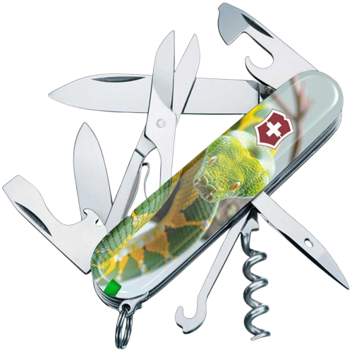 Нож складной многофункциональный Victorinox CLIMBER ZODIAC Зеленая змея 16 функций 91x27x18 мм (Vx13703.7_Z4270pk) Нож складной многофункциональный Victorinox CLIMBER ZODIAC Зеленая змея 16 функций 91x27x18 мм (Vx13703.7_Z4270pk)