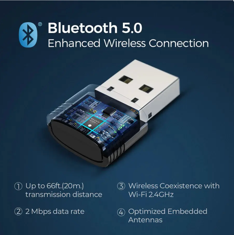 Адаптер для ПК USB Bluetooth 5,0 Mpow (BH456A) - фото 5 Адаптер для ПК USB Bluetooth 5,0 Mpow (BH456A) - фото 5