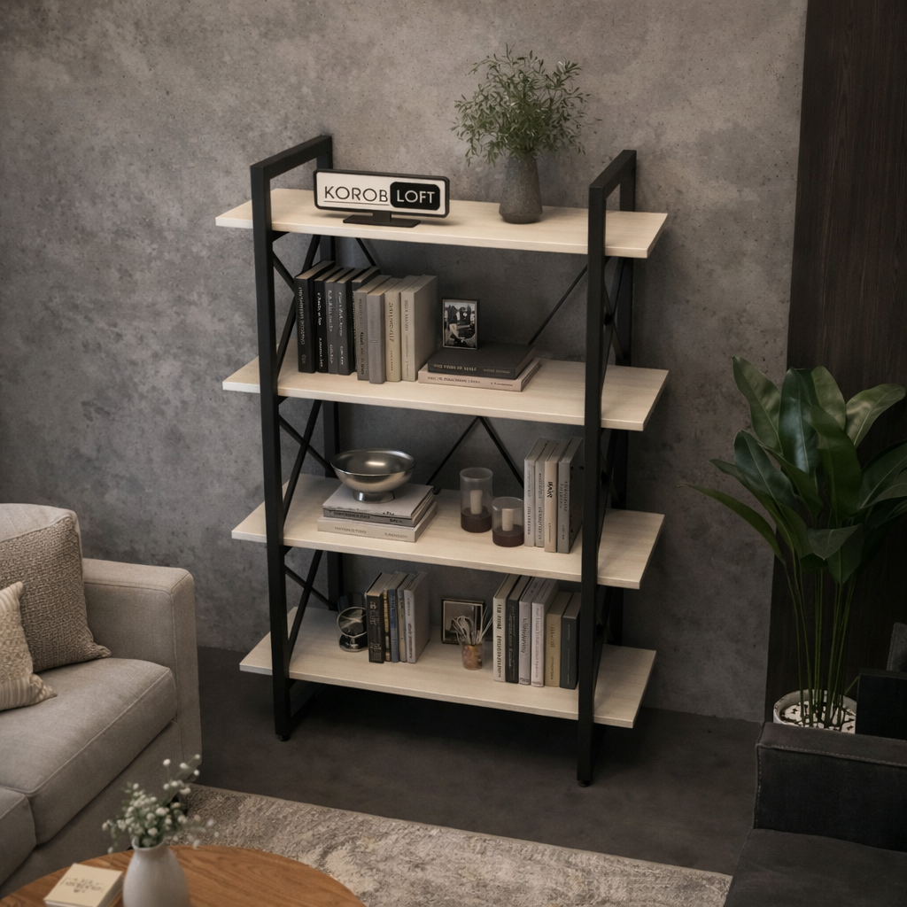 Стеллаж Loft на 4 полочки 1370х900х400 мм Белый (ST196)