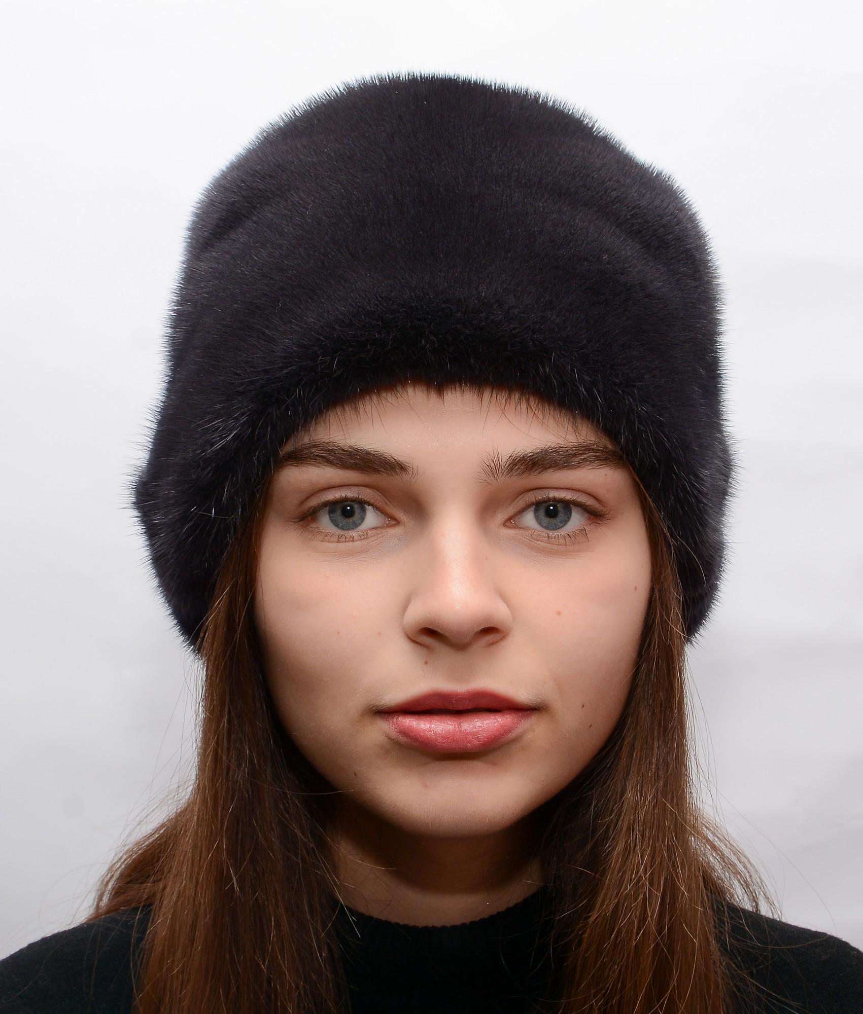 Жіноча кубанка Хутряний стиль Шарпей із натурального хутра норки M-L Синій Ірис (079/А)