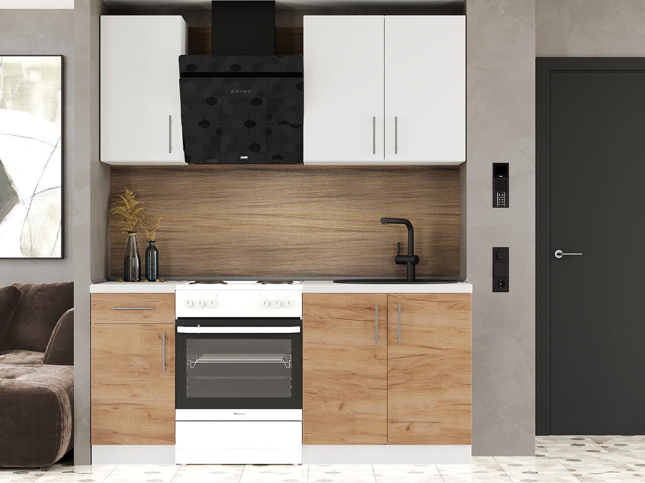 Комплект кухни К-1 Эверест Оптима без столешниц 1,8 м Белый/Крафт золотой (ЕК-26003) - фото 5 Комплект кухни К-1 Эверест Оптима без столешниц 1,8 м Белый/Крафт золотой (ЕК-26003) - фото 5