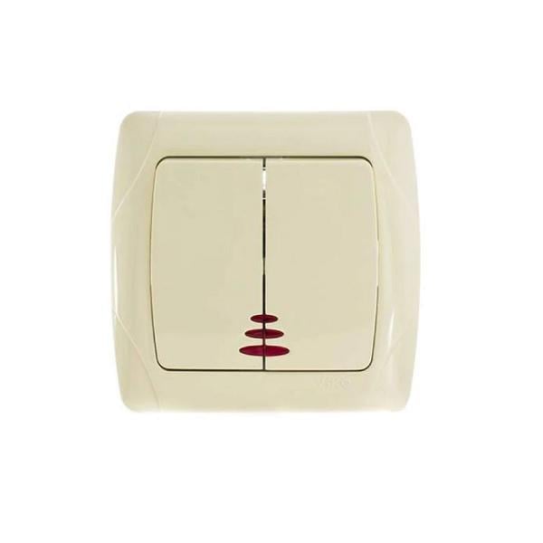 Выключатель Viko Carmen встраиваемый двухклавишный с подсветкой Кремовый (90562050) Выключатель Viko Carmen встраиваемый двухклавишный с подсветкой Кремовый (90562050)