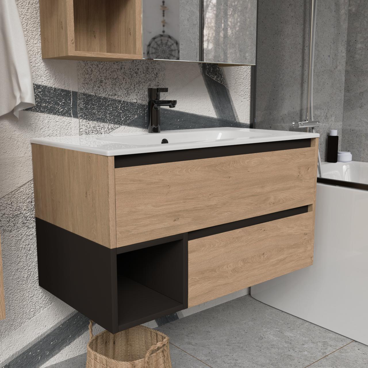 Тумба підвісна з раковиною MVK Vostok Craft 90 В2 900х450х530 мм Дуб кам'яний (c290db) - фото 2 Тумба підвісна з раковиною MVK Vostok Craft 90 В2 900х450х530 мм Дуб кам'яний (c290db) - фото 2