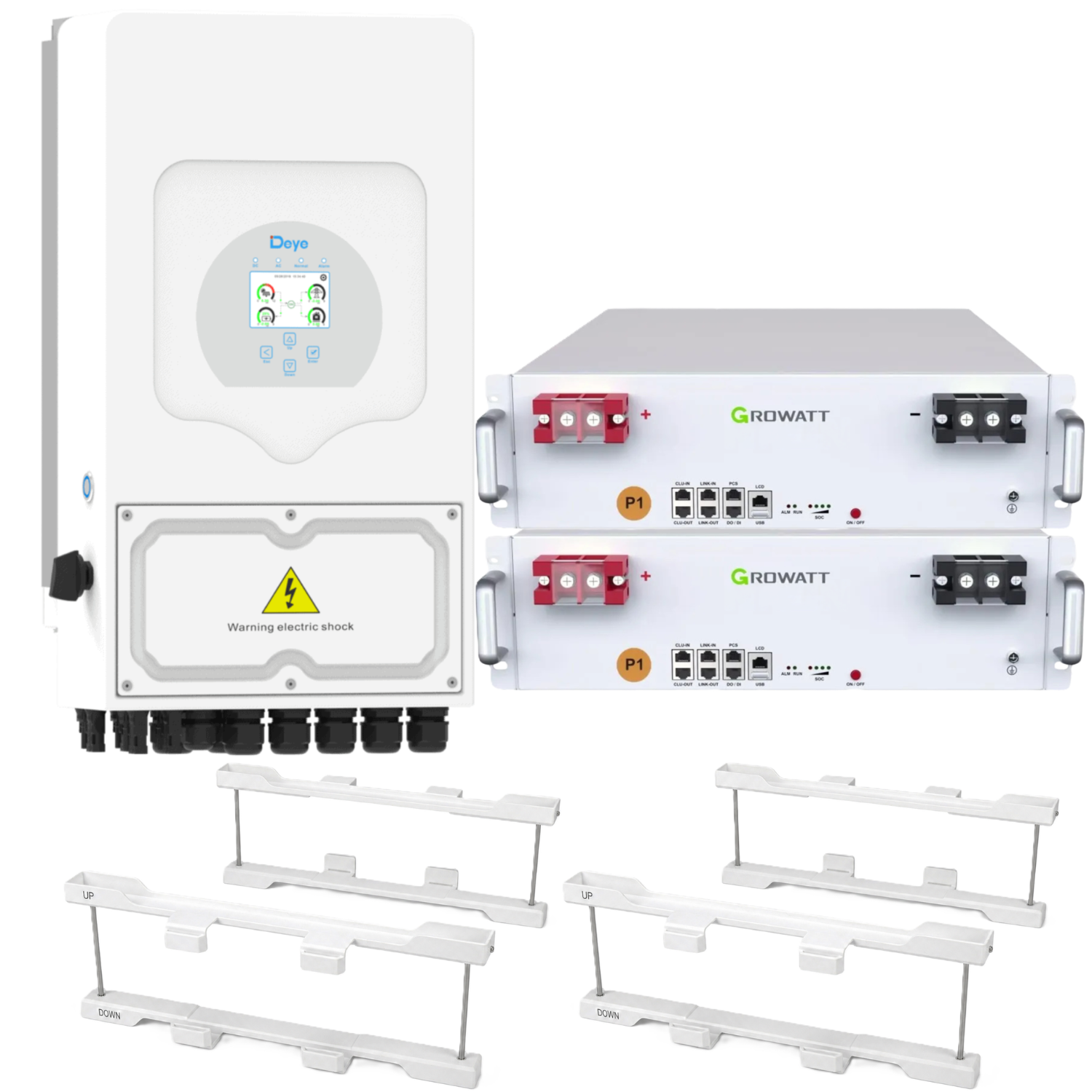 Комплект автономного энергоснабжения Deye 3,6 кВт SUN-3.6K-SG05LP1-EU-AM2-P и Growatt HOPE 5.0L-B1 2 шт. 5,12 кВт·ч (38125065)