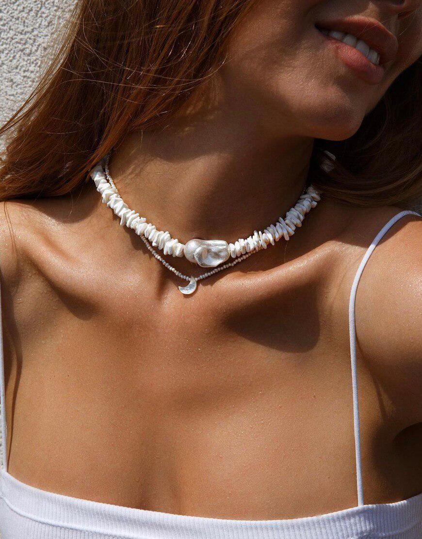 Кольє Surf жіноче SILVER STORIES біле One size