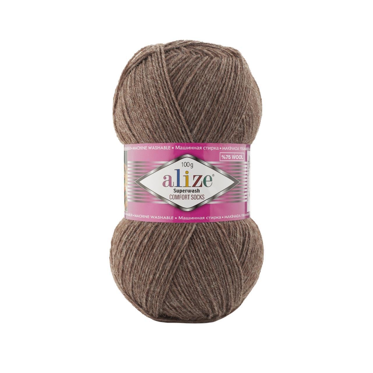 Пряжа носочная Alize Superwash Comfort Socks цвет 240 Коричневый меланж (2062635299)