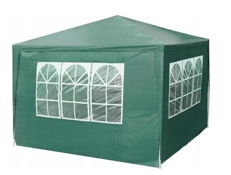 Павильон торговый тент Gordon с 4 стенками и окнами 3×3×2,5 м 9 м2 Зеленый (G646)