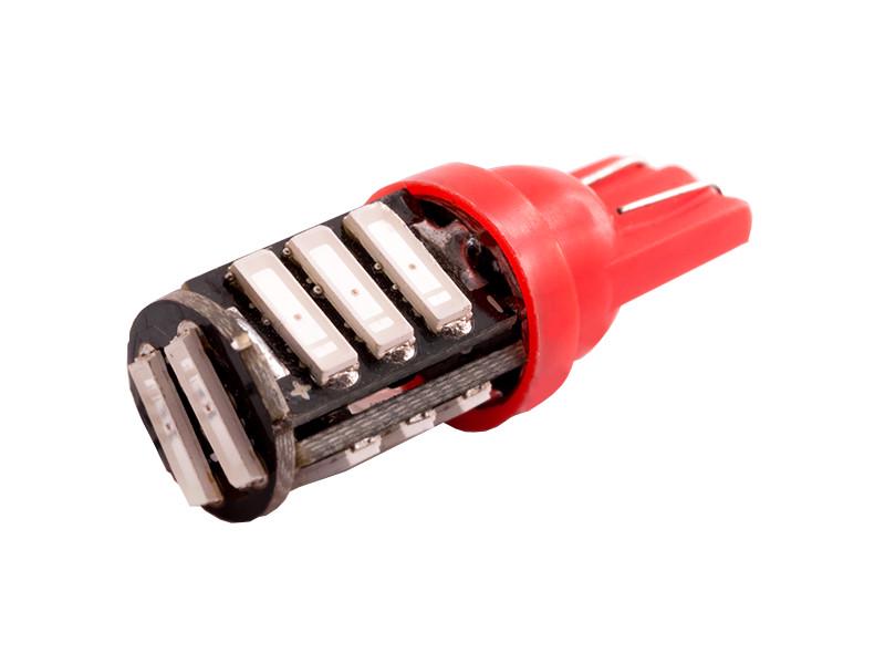 Автолампа светодиодная T10 W5W 12 В SMD7020-11led Красный (1076)