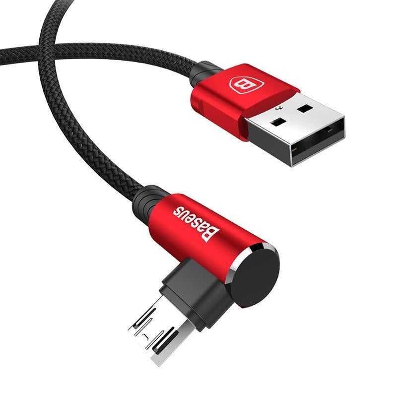 Кабель зарядний Baseus Micro USB 2,0 90° реверсивний MVP 1 м Red (CA ммVP-A09)
